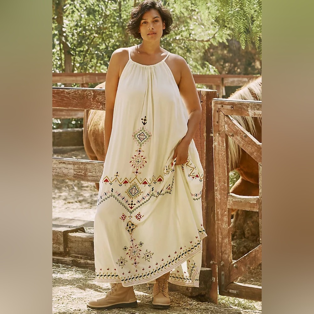 NEW Anthropologie Embroidered Maxi Dress size S